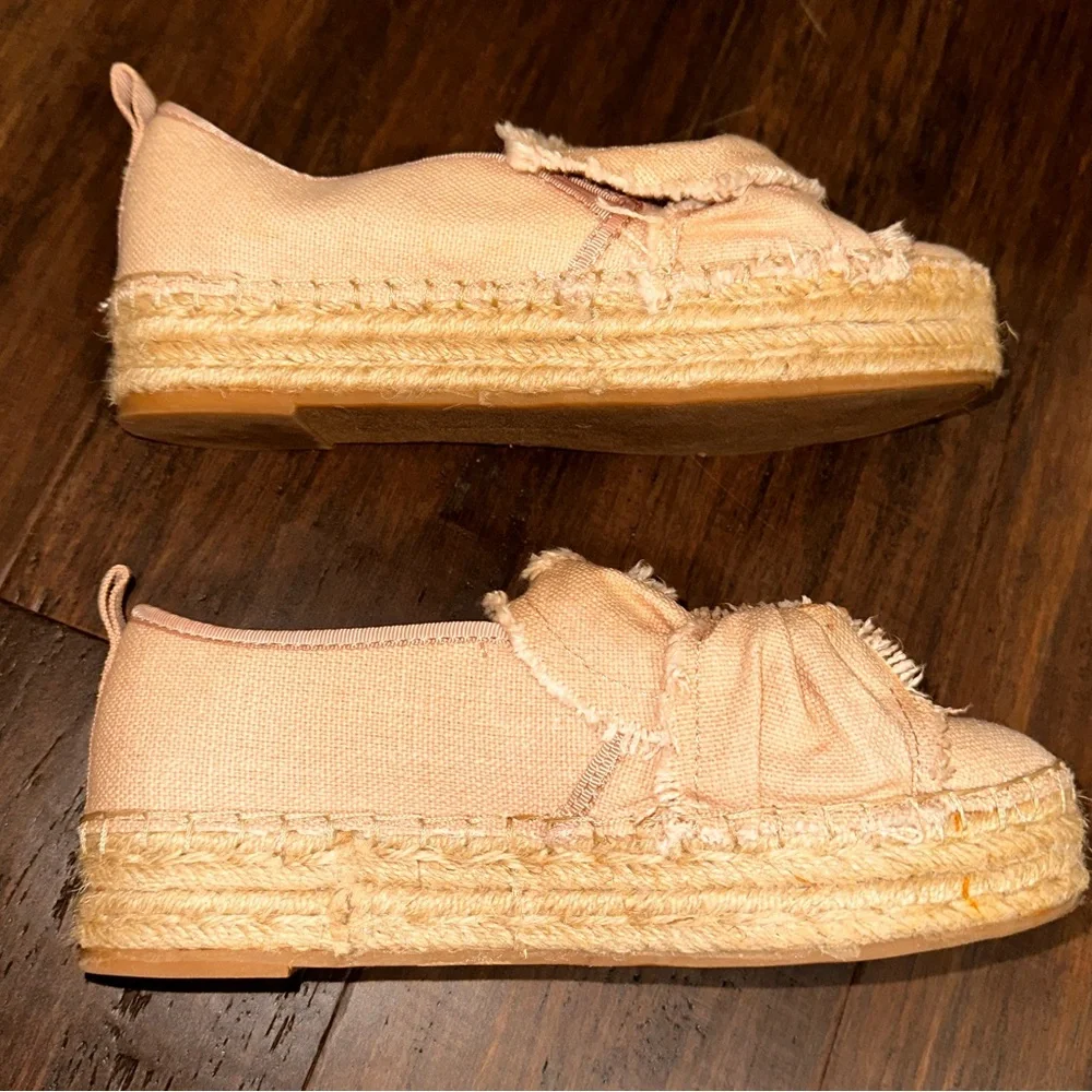 Sam Edelman Cabrera Platform Espadrille Slide On Pink Canvas Size 6.5